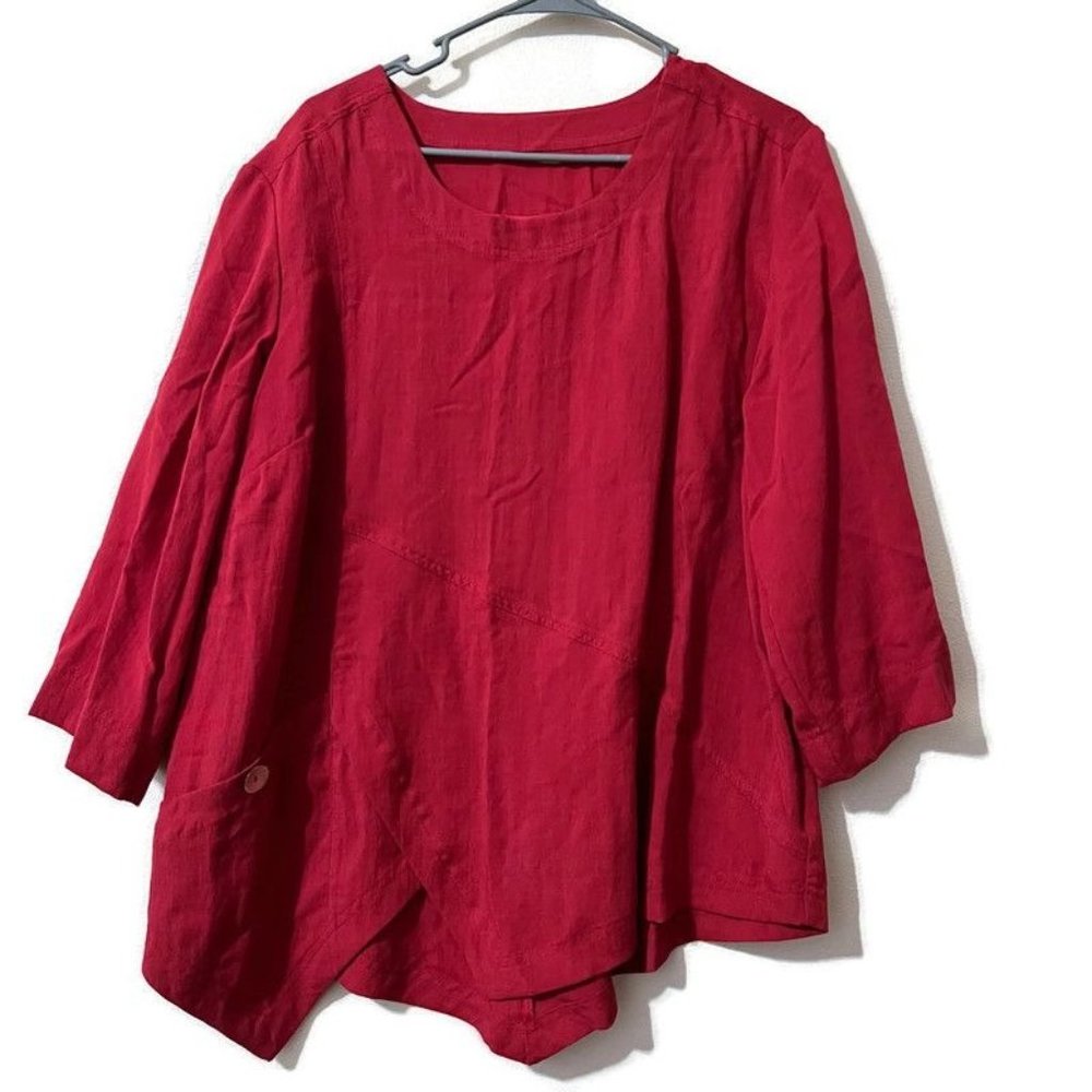 Fridaze linen redefined  womens red tunic size XL